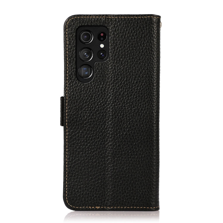 For Samsung Galaxy S25 Ultra 5G KHAZNEH Side-Magnetic Litchi Genuine Leather RFID Phone Case