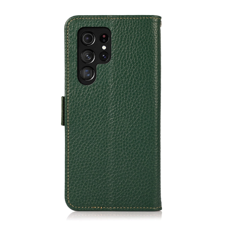 For Samsung Galaxy S25 Ultra 5G KHAZNEH Side-Magnetic Litchi Genuine Leather RFID Phone Case