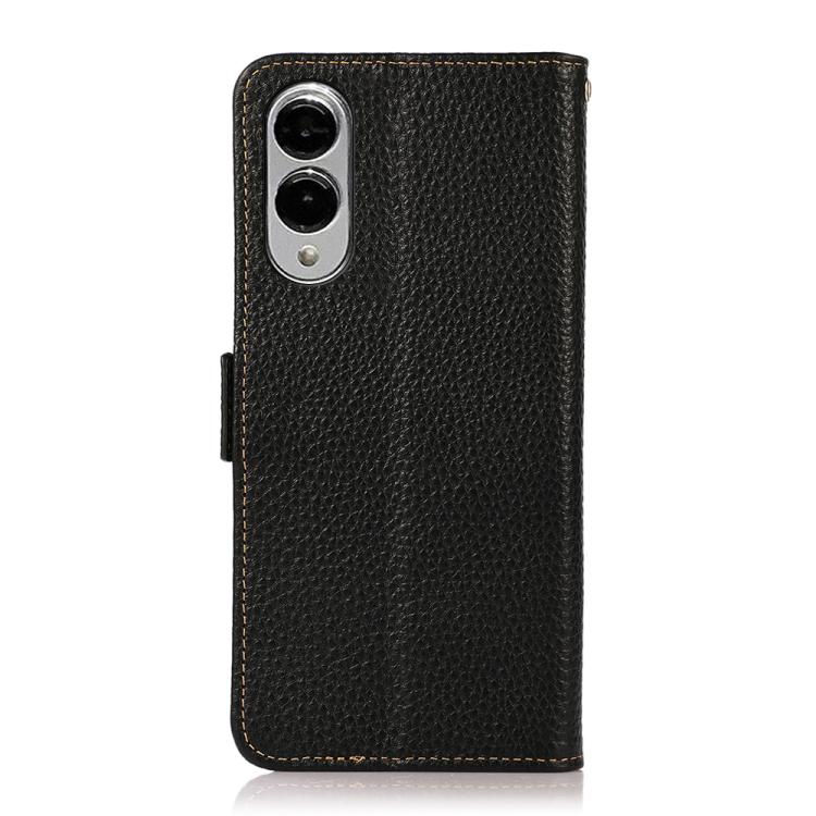 For Samsung Galaxy S25 Edge 5G KHAZNEH Side-Magnetic Litchi Genuine Leather RFID Phone Case