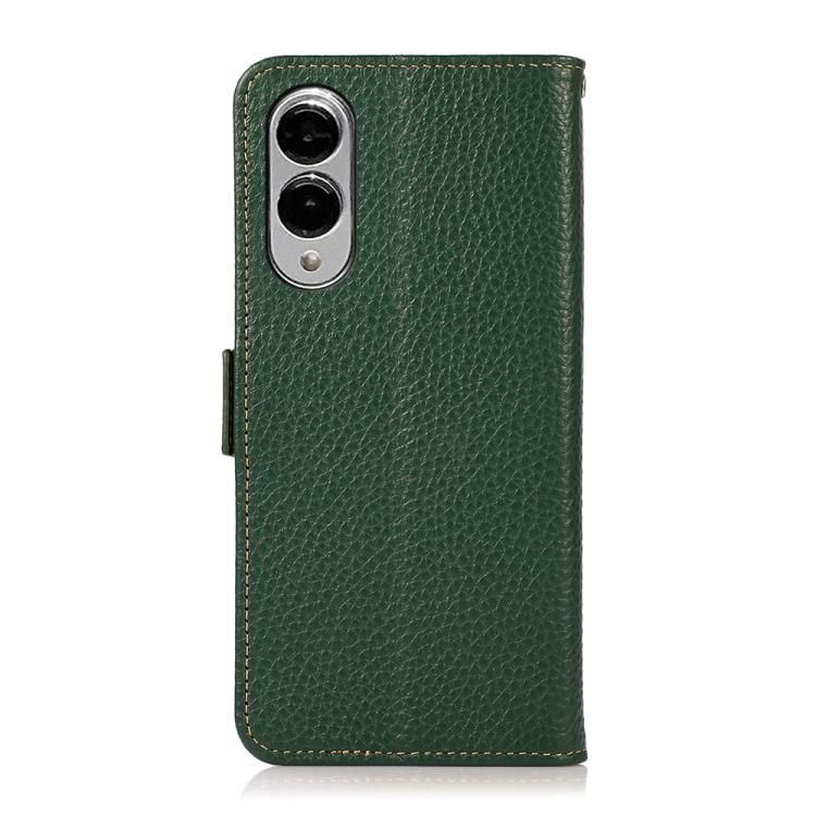 For Samsung Galaxy S25 Edge 5G KHAZNEH Side-Magnetic Litchi Genuine Leather RFID Phone Case