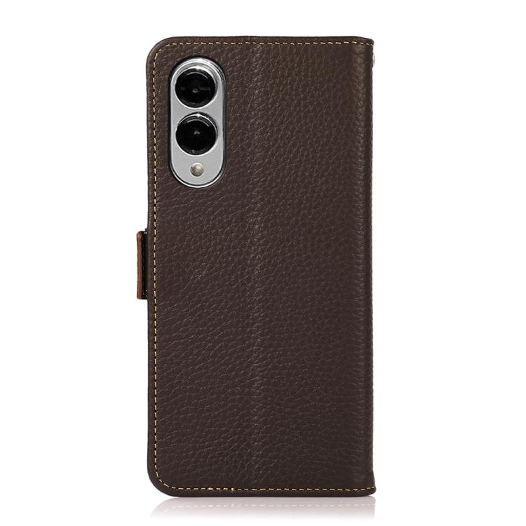 For Samsung Galaxy S25 Edge 5G KHAZNEH Side-Magnetic Litchi Genuine Leather RFID Phone Case