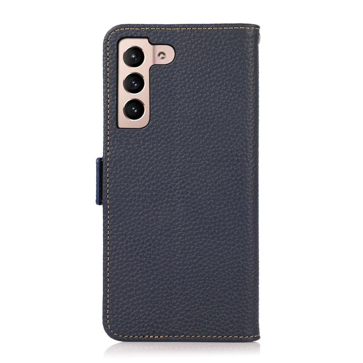For Samsung Galaxy S25 FE 5G KHAZNEH Side-Magnetic Litchi Genuine Leather RFID Phone Case