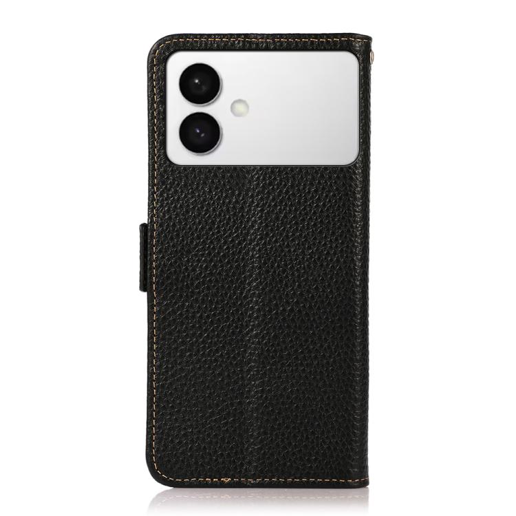 For Samsung Galaxy S26 Edge 5G KHAZNEH Side-Magnetic Litchi Genuine Leather RFID Phone Case