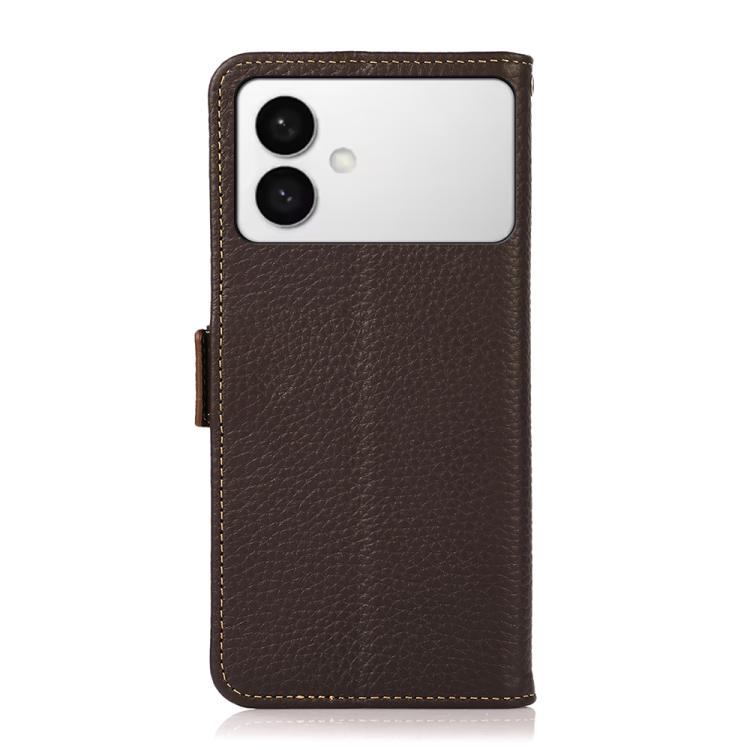 For Samsung Galaxy S26 Edge 5G KHAZNEH Side-Magnetic Litchi Genuine Leather RFID Phone Case
