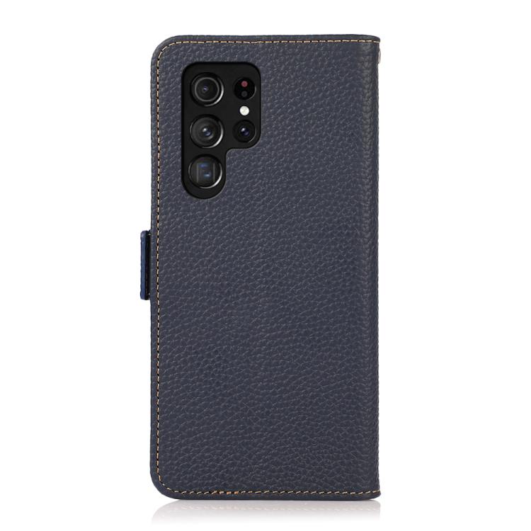For Samsung Galaxy S26 Ultra 5G KHAZNEH Side-Magnetic Litchi Genuine Leather RFID Phone Case