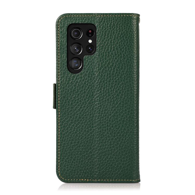 For Samsung Galaxy S26 Ultra 5G KHAZNEH Side-Magnetic Litchi Genuine Leather RFID Phone Case
