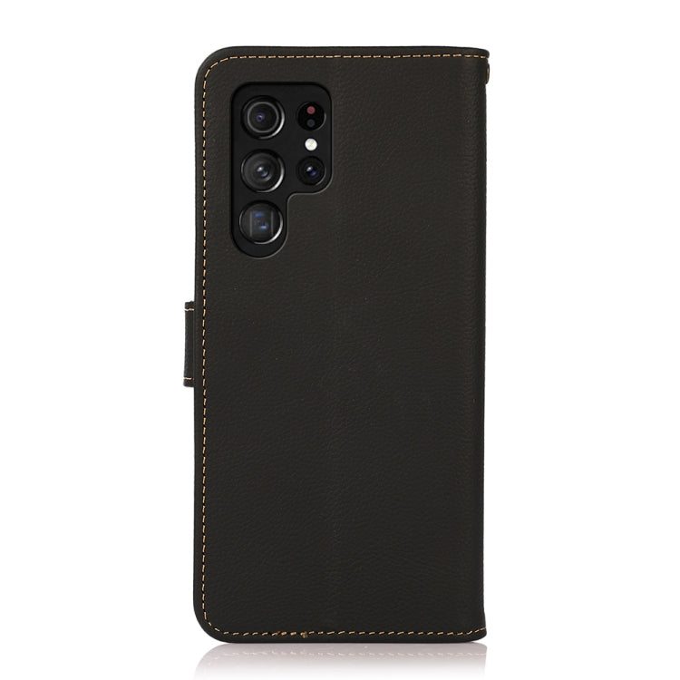 For Samsung Galaxy S25 Ultra 5G KHAZNEH Custer Genuine Leather RFID Phone Case