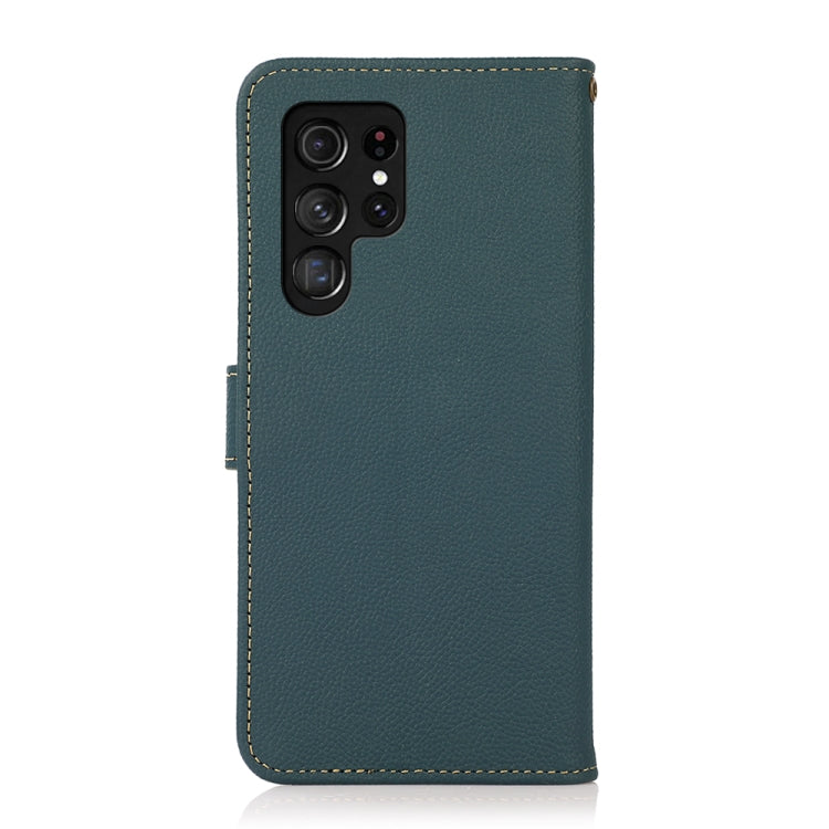 For Samsung Galaxy S25 Ultra 5G KHAZNEH Custer Genuine Leather RFID Phone Case
