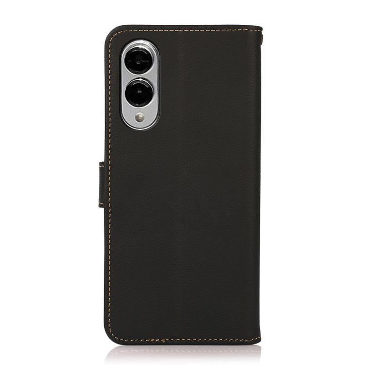 For Samsung Galaxy S25 Edge 5G KHAZNEH Custer Genuine Leather RFID Phone Case