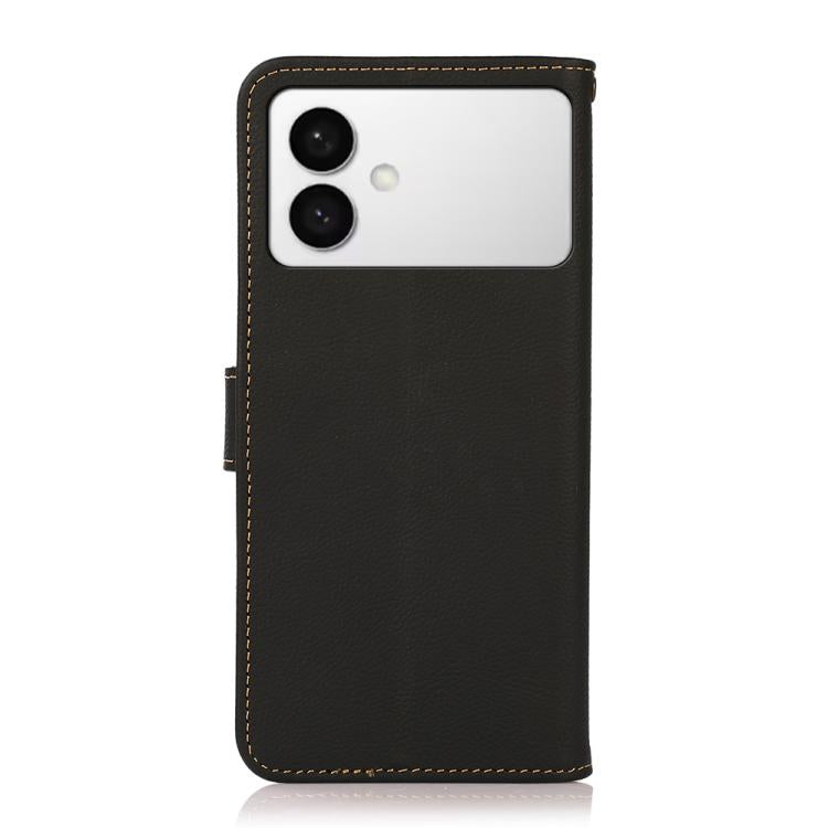 For Samsung Galaxy S26 Edge 5G KHAZNEH Custer Genuine Leather RFID Phone Case