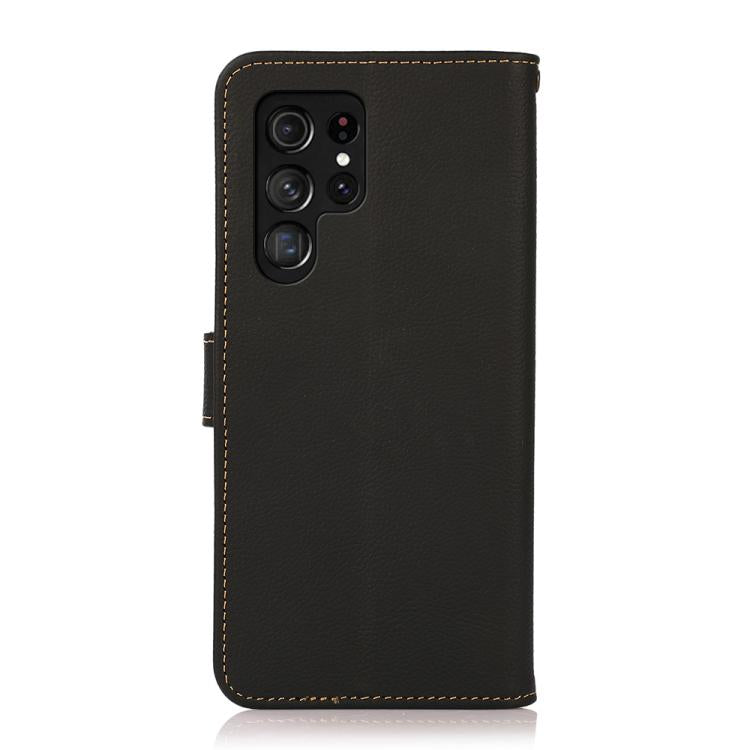 For Samsung Galaxy S26 Ultra 5G KHAZNEH Custer Genuine Leather RFID Phone Case
