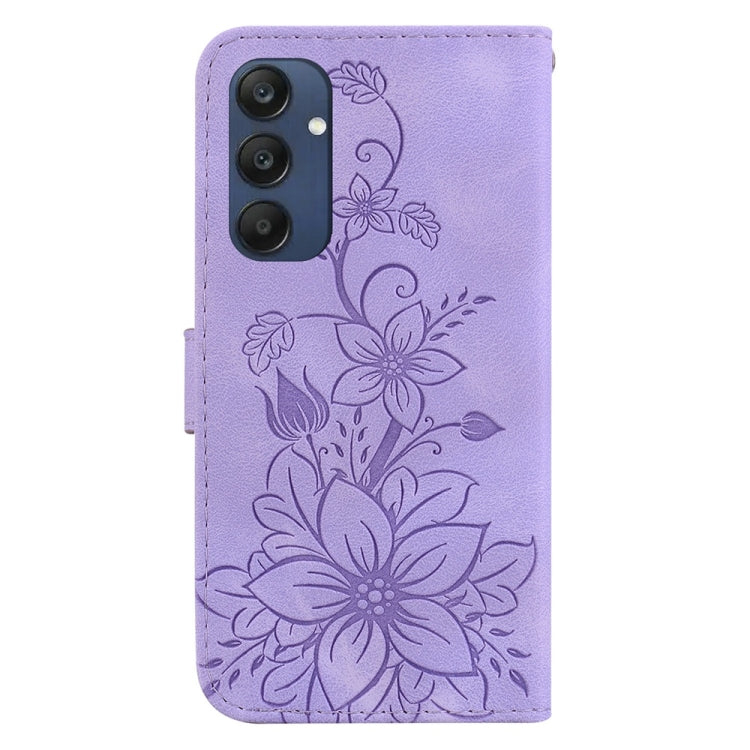 For Samsung Galaxy M35 Lily Embossed Leather Phone Case