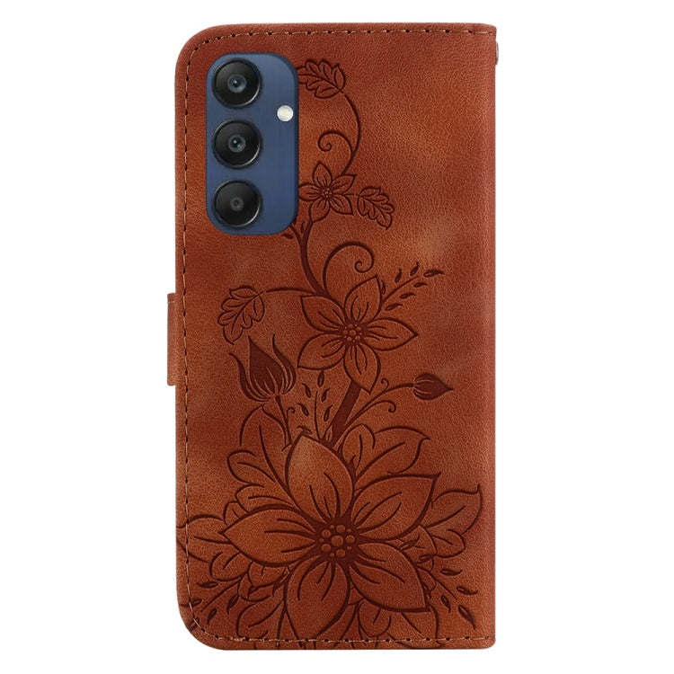 For Samsung Galaxy M35 Lily Embossed Leather Phone Case