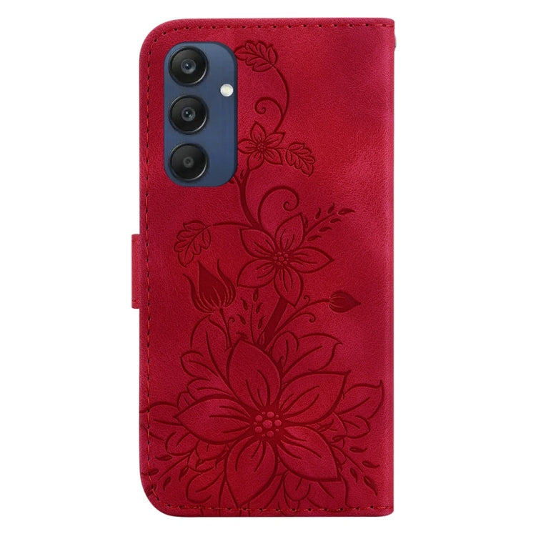 For Samsung Galaxy M35 Lily Embossed Leather Phone Case