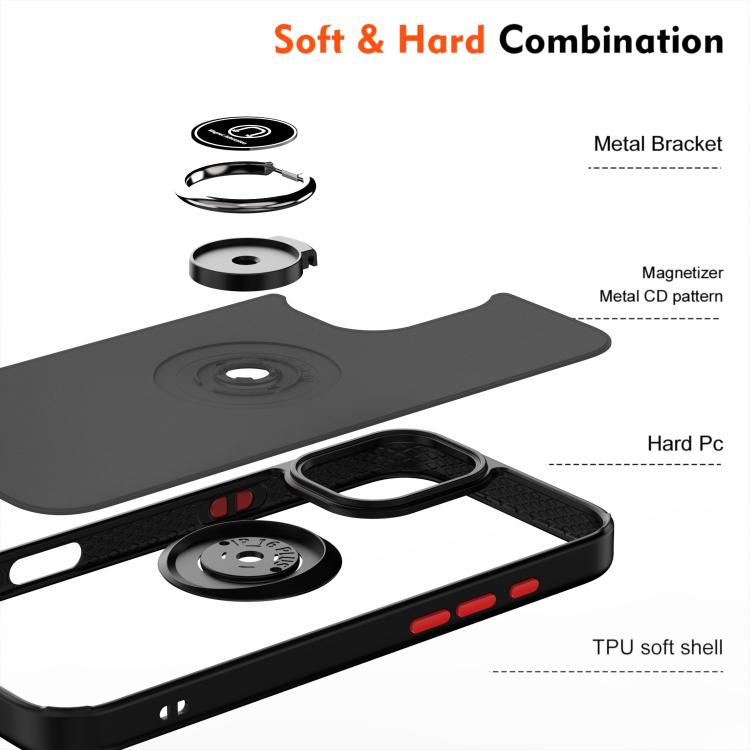 For iPhone 16 Plus Q Shadow 1 Series TPU + PC Phone Case with Ring