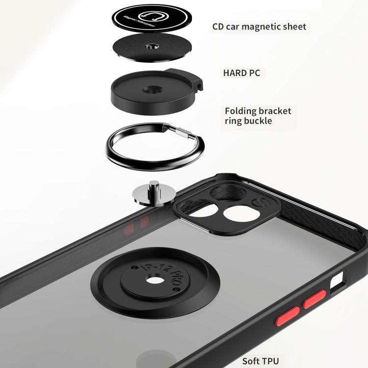 For iPhone 12 Q Shadow 1 Series TPU + PC Phone Case with Ring