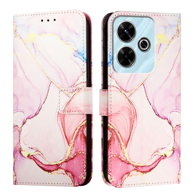 For Redmi 13 4G PT003 Marble Pattern Flip Leather Phone Case