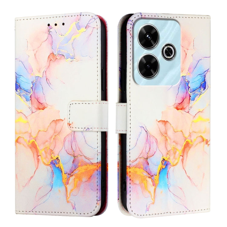 For Redmi 13 4G PT003 Marble Pattern Flip Leather Phone Case