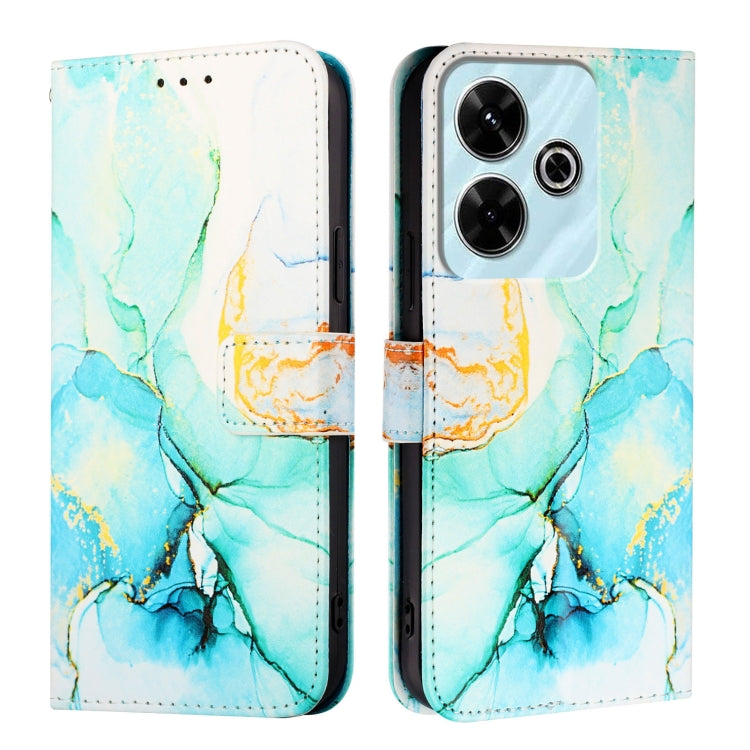 For Redmi 13 4G PT003 Marble Pattern Flip Leather Phone Case