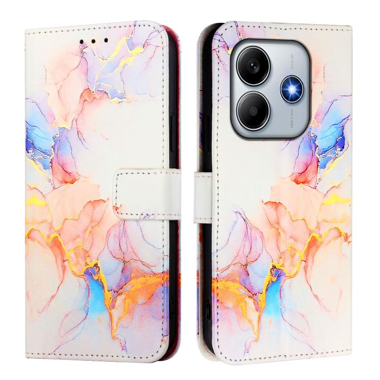 For Redmi Note 14 4G 163.25mm PT003 Marble Pattern Flip Leather Phone Case