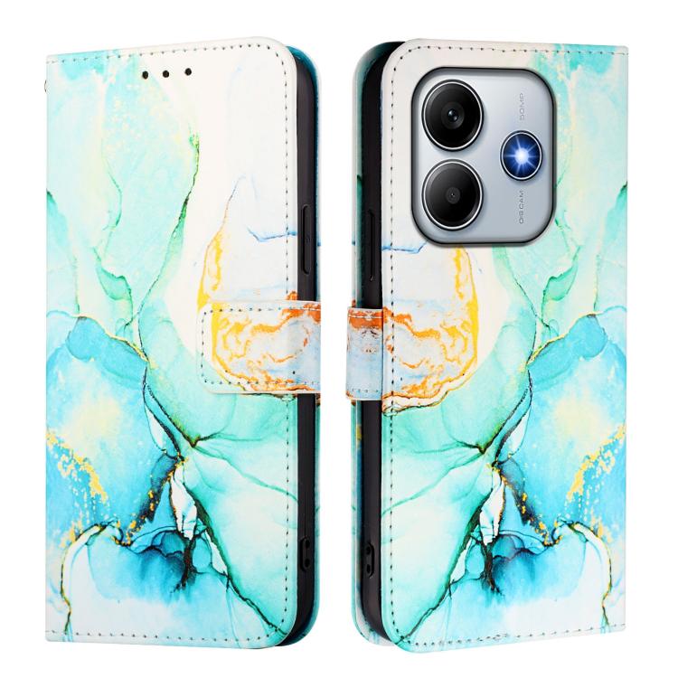 For Redmi Note 14 4G 163.25mm PT003 Marble Pattern Flip Leather Phone Case