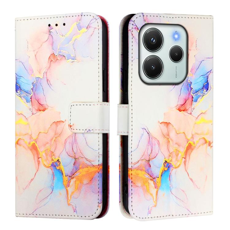For Redmi Note 14 4G 164.84mm PT003 Marble Pattern Flip Leather Phone Case