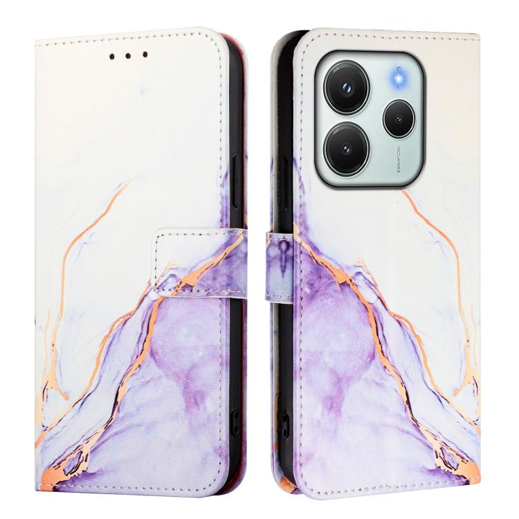 For Redmi Note 14 4G 164.84mm PT003 Marble Pattern Flip Leather Phone Case