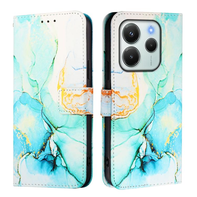 For Redmi Note 14 4G 164.84mm PT003 Marble Pattern Flip Leather Phone Case