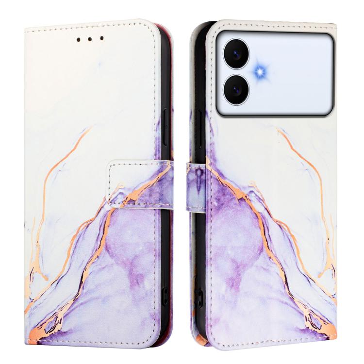 For Samsung Galaxy S26 Edge 5G PT003 Marble Pattern Flip Leather Phone Case