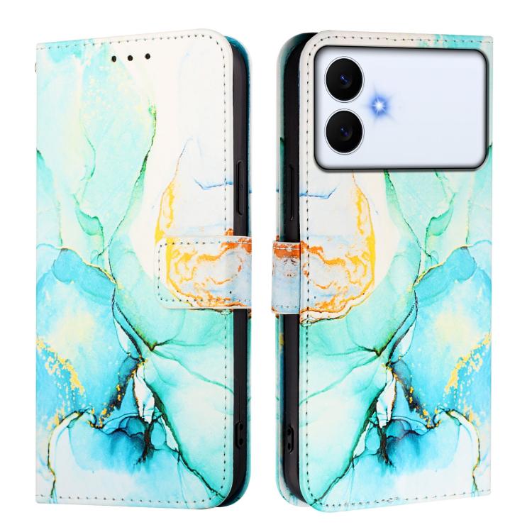 For Samsung Galaxy S26 Edge 5G PT003 Marble Pattern Flip Leather Phone Case