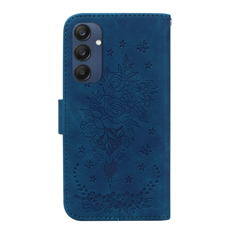 For Samsung Galaxy M35 Butterfly Rose Embossed Leather Phone Case
