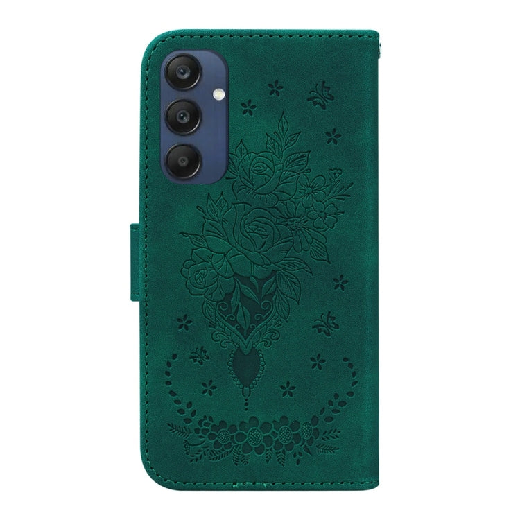 For Samsung Galaxy M35 Butterfly Rose Embossed Leather Phone Case