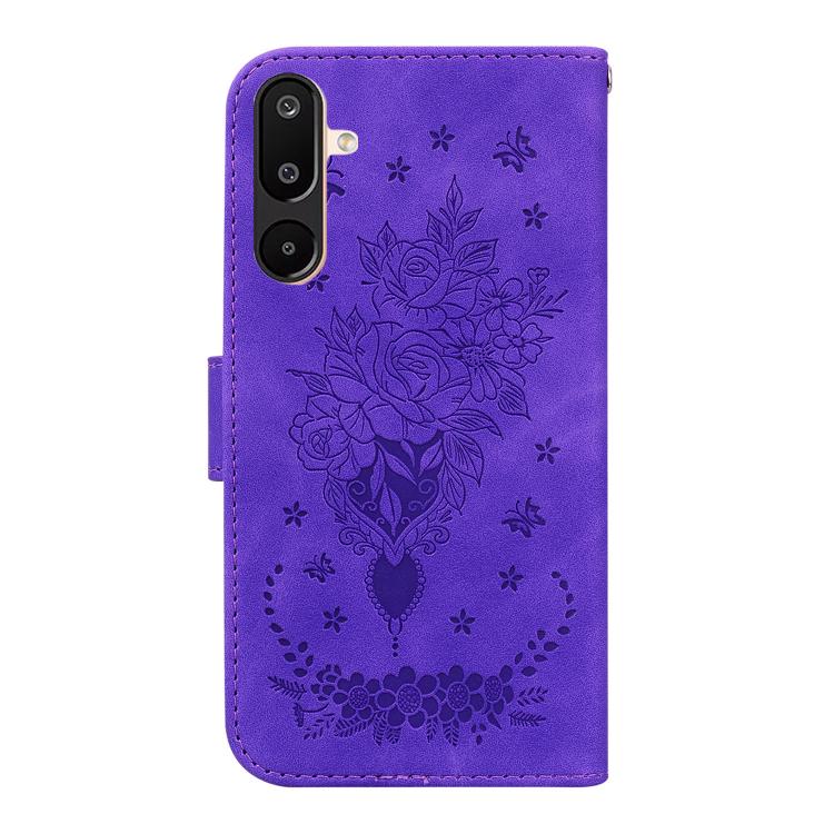 For Samsung Galaxy M16 5G / F16 5G / M36 5G Butterfly Rose Embossed Leather Phone Case