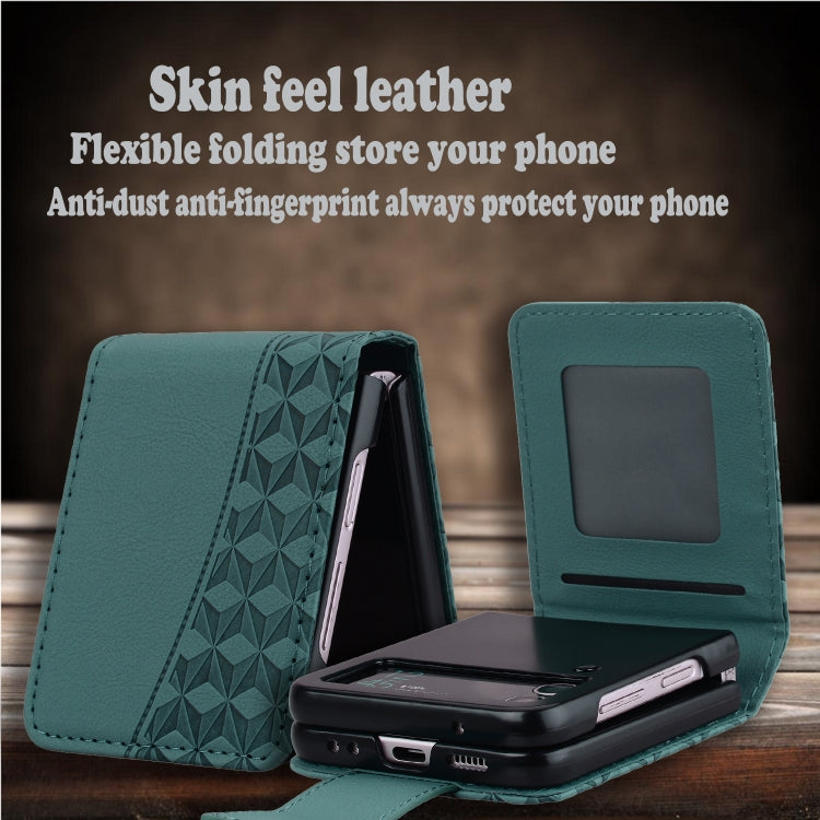 For Samsung Galaxy Z Flip5 Diamond Buckle Leather Phone Case with Lanyard