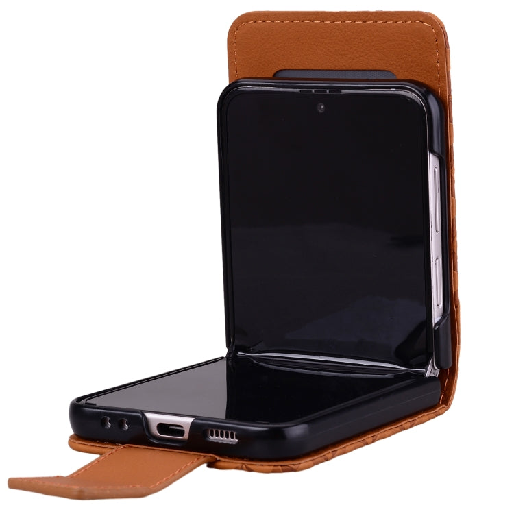 For Samsung Galaxy Z Flip5 Diamond Buckle Leather Phone Case with Lanyard