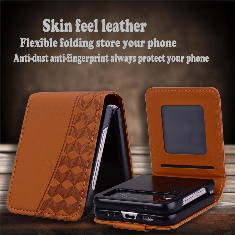 For Samsung Galaxy Z Flip5 Diamond Buckle Leather Phone Case with Lanyard