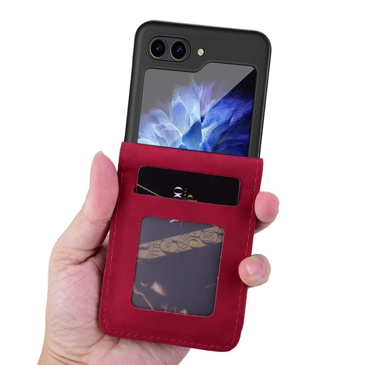 For Samsung Galaxy Z Flip5 Diamond Buckle Leather Phone Case with Lanyard