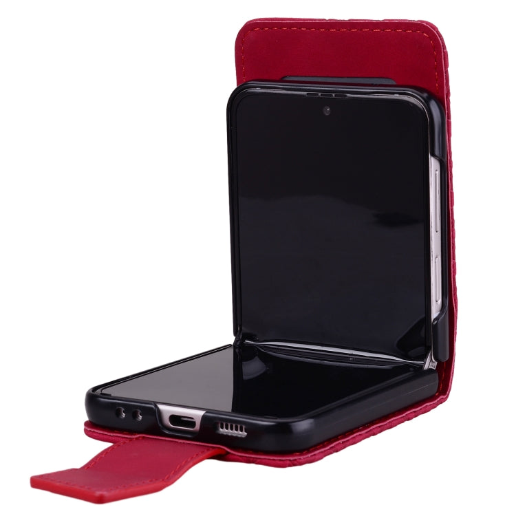 For Samsung Galaxy Z Flip5 Diamond Buckle Leather Phone Case with Lanyard