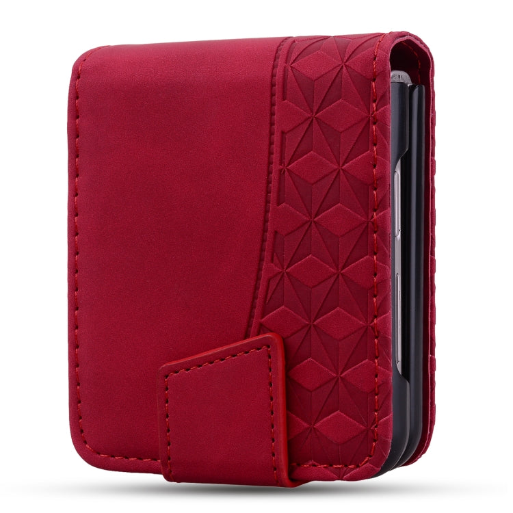 For Samsung Galaxy Z Flip5 Diamond Buckle Leather Phone Case with Lanyard