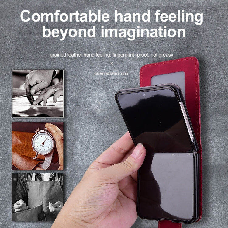 For Samsung Galaxy Z Flip5 Diamond Buckle Leather Phone Case with Lanyard
