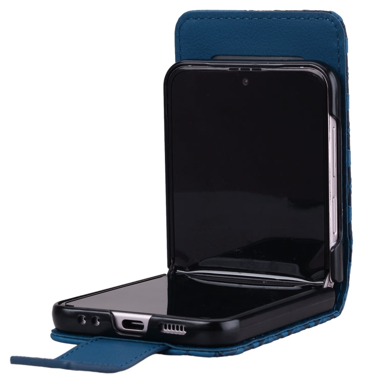 For Samsung Galaxy Z Flip5 Diamond Buckle Leather Phone Case with Lanyard