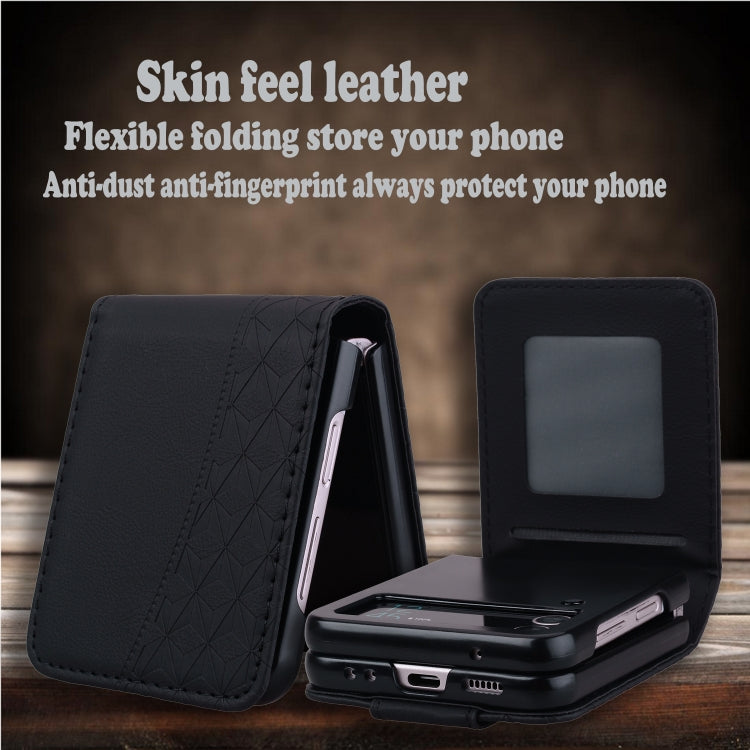 For Samsung Galaxy Z Flip5 Diamond Buckle Leather Phone Case with Lanyard