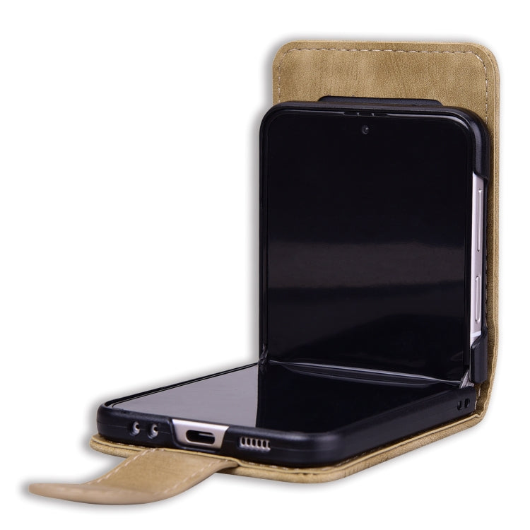 For Samsung Galaxy Z Flip5 Cartoon Sakura Cat Embossed Leather Phone Case