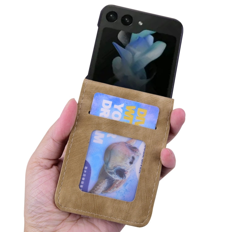 For Samsung Galaxy Z Flip5 Cartoon Sakura Cat Embossed Leather Phone Case