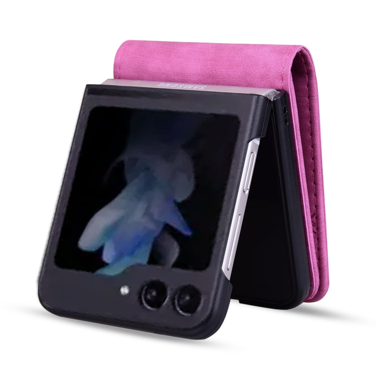 For Samsung Galaxy Z Flip5 Cartoon Sakura Cat Embossed Leather Phone Case