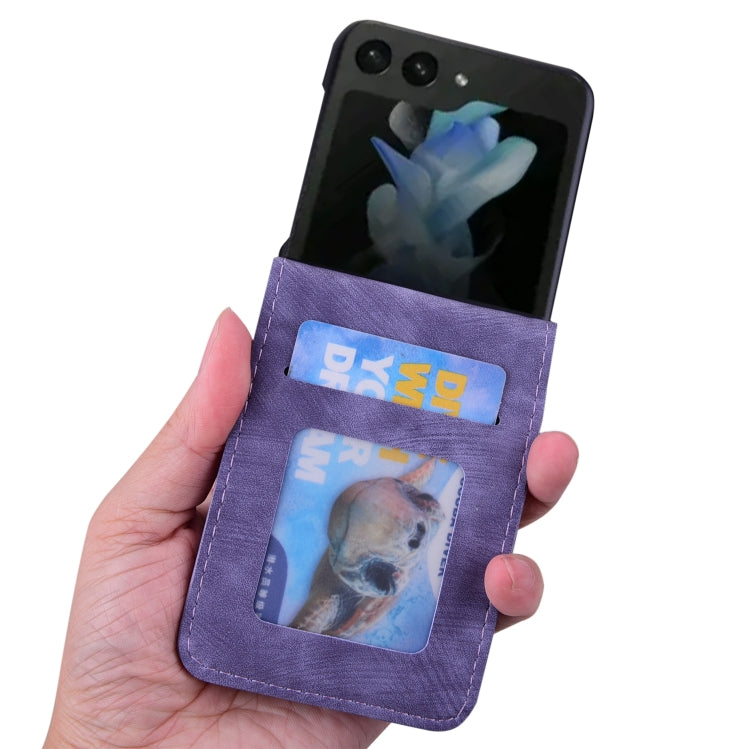 For Samsung Galaxy Z Flip5 Cartoon Sakura Cat Embossed Leather Phone Case
