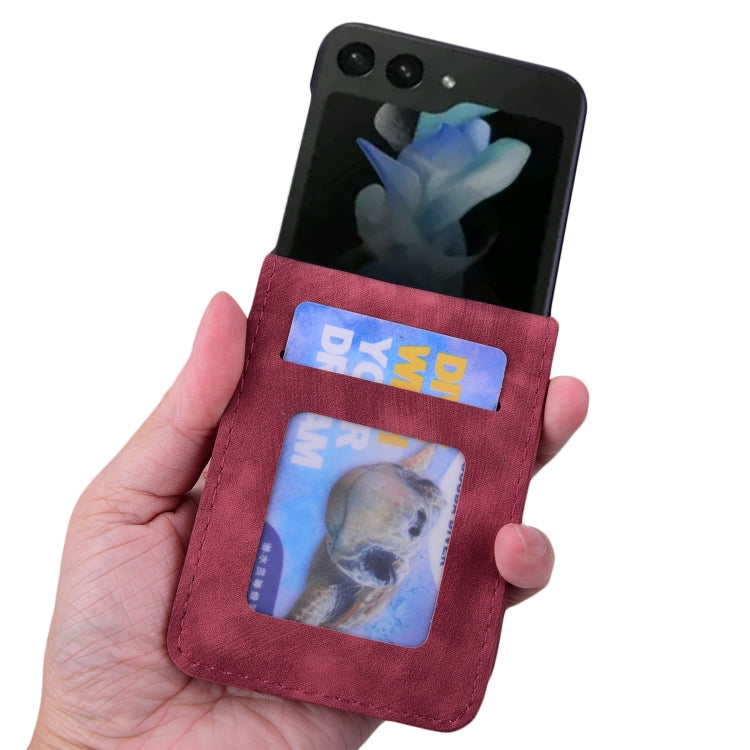 For Samsung Galaxy Z Flip5 Cartoon Sakura Cat Embossed Leather Phone Case