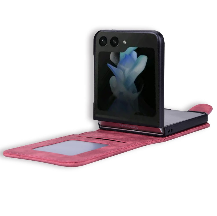 For Samsung Galaxy Z Flip5 Cartoon Sakura Cat Embossed Leather Phone Case