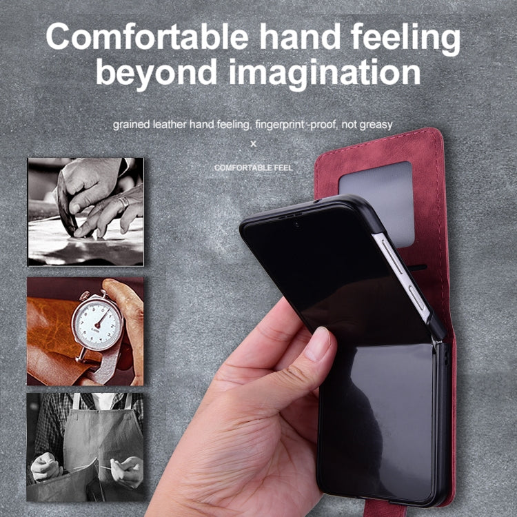 For Samsung Galaxy Z Flip5 Cartoon Sakura Cat Embossed Leather Phone Case