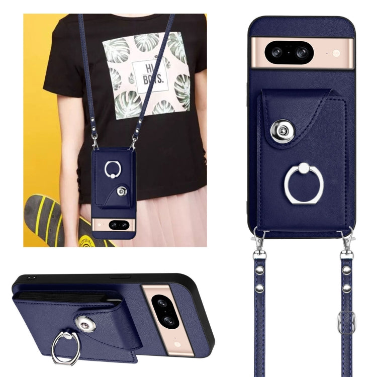 For Google Pixel 8 Organ Card Bag Ring Holder Phone Case with Long Lanyard